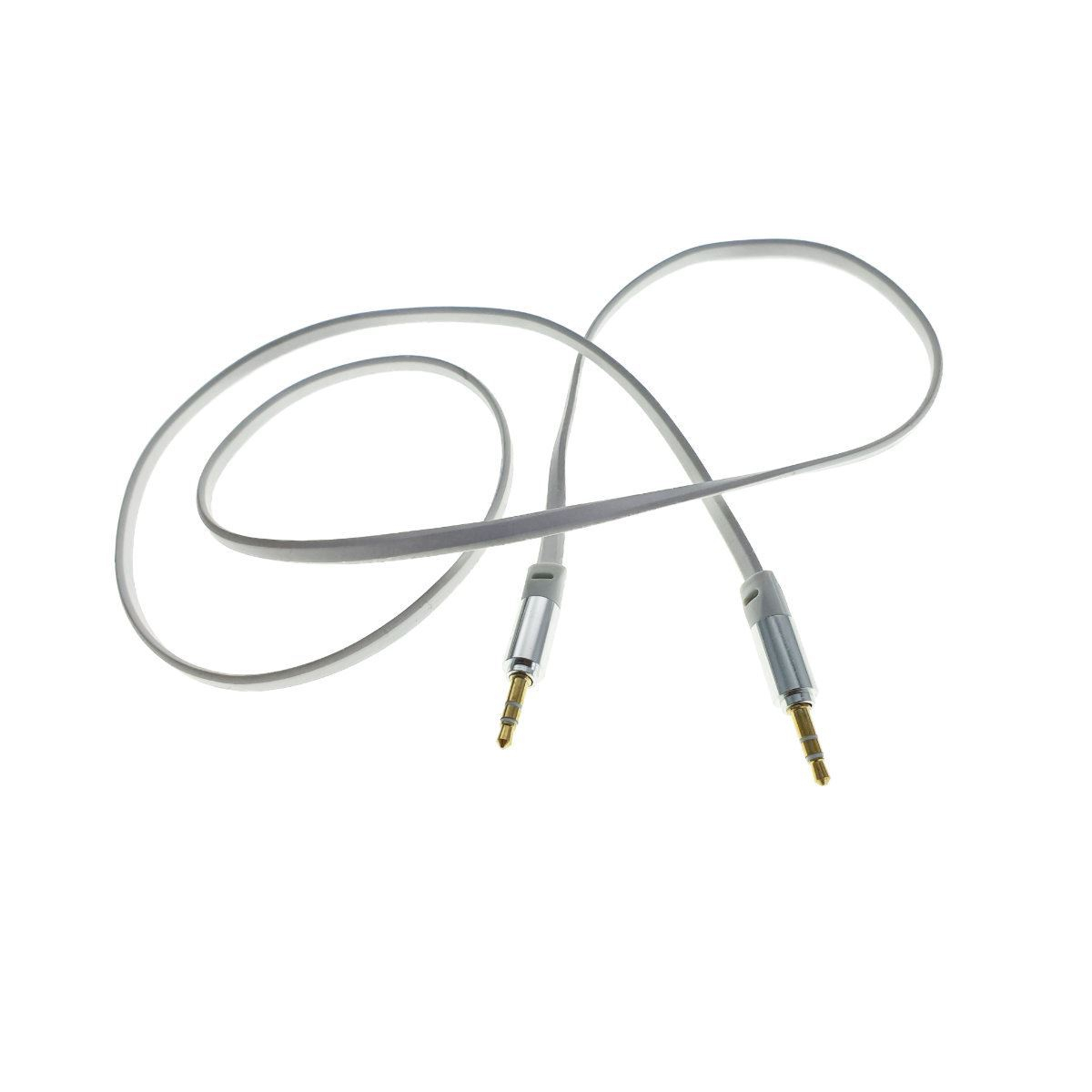 Cablu Audio jack 3.5mm tata la jack 3.5mm tata, stereo, 90cm, siliconic plat, alb [3]