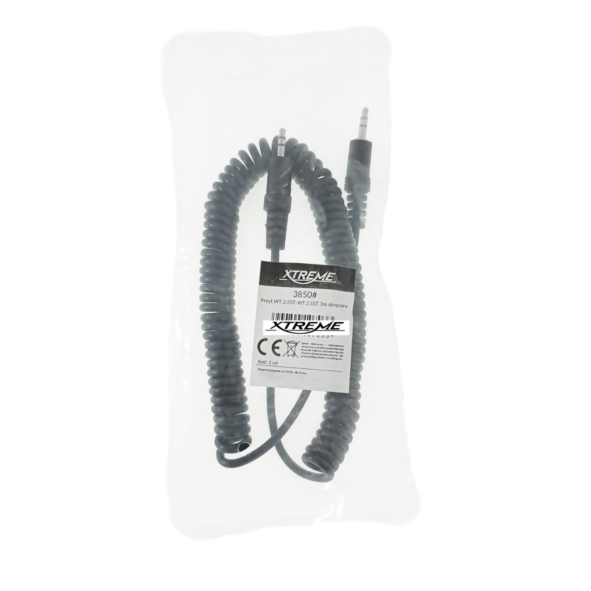 Cablu audio spiralat jack 3.5 mm tata-tata, Xtreme 10703, 3m lungime, negru [4]