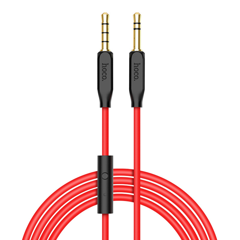 Cablu audio stereo cu microfon, lungime 1 m, Hoco UPA12-AUX, conectori jack 3.5mm tata cu 4 pini si 3 pini, rosu [8]