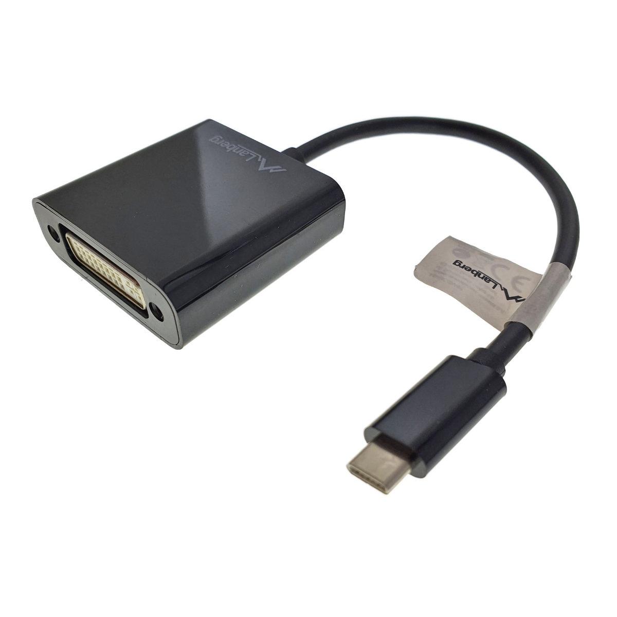 Cablu convertor cu adaptor, Lanberg 41851, conector USB 3.1 tip C tata la DVI (24+5) mama, lungime 15cm, negru [7]