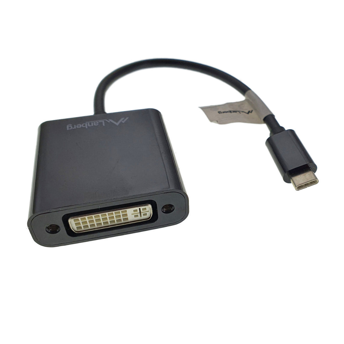 Cablu convertor cu adaptor, Lanberg 41851, conector USB 3.1 tip C tata la DVI (24+5) mama, lungime 15cm, negru [2]
