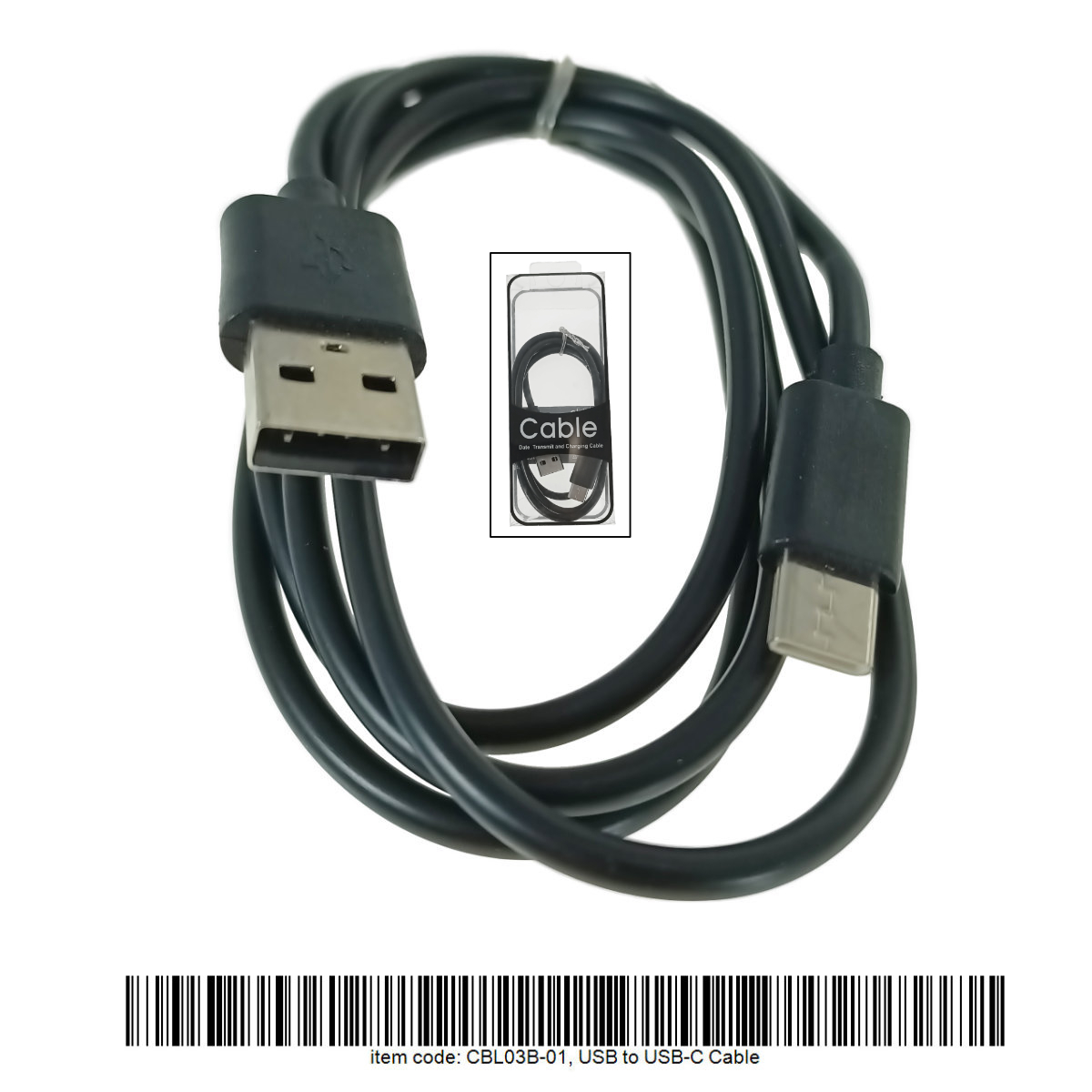 Cablu cu conectori USB-A tata la USB-C tata, lungime 100cm, CBL03B-01, incarcare, transfer date, in blister, negru [4]