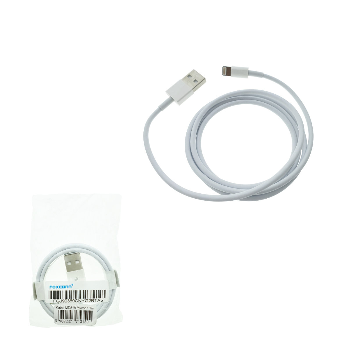 Cablu cu conectori USB tata la 8-pin lightning tata, Foxconn MD818, lungime 1m, alb [5]