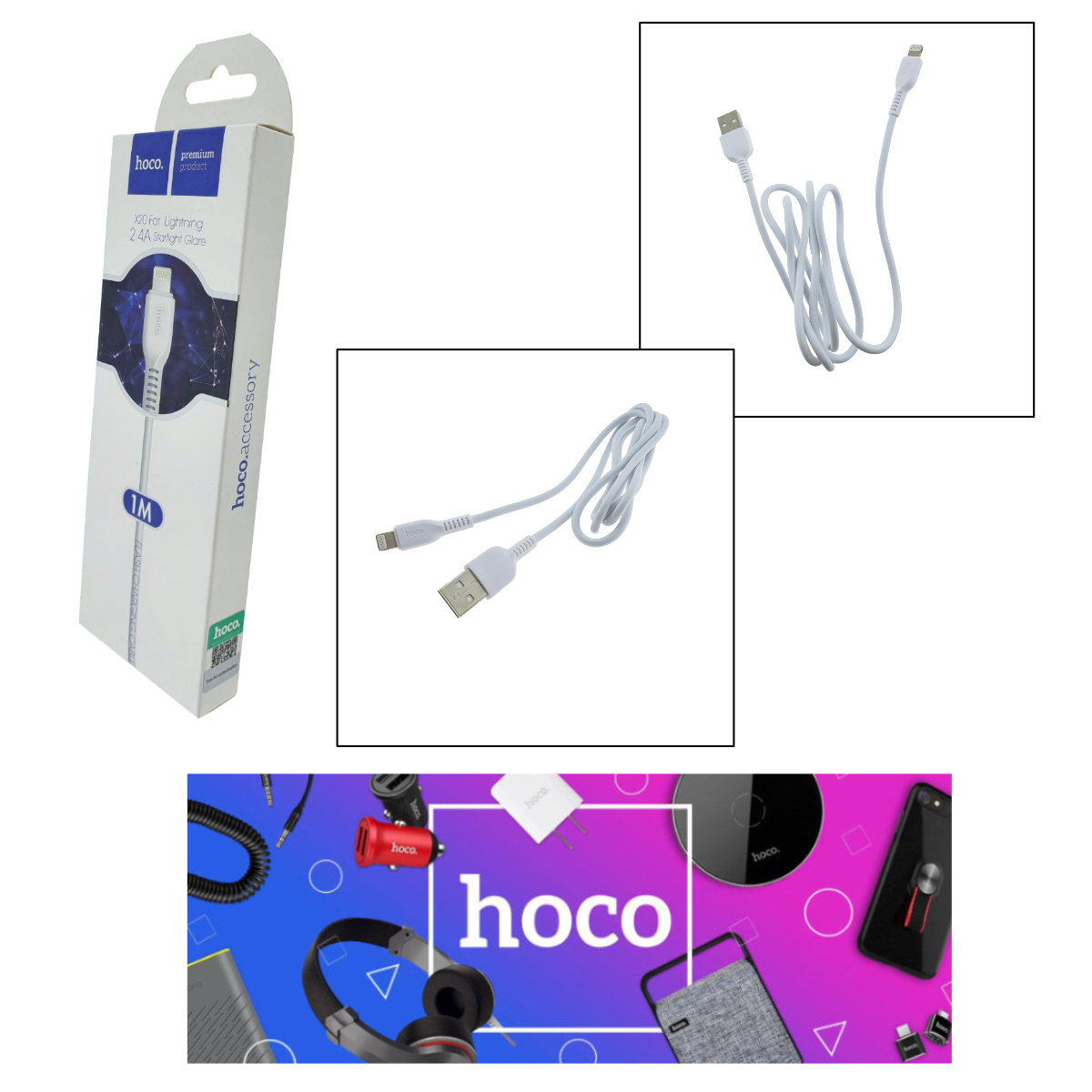 Cablu cu conectori USB tata la 8-pin Lightning tata, HOCO X20 Snowy Spirit 06881, 2.4 A, lungime 1m, alb [4]