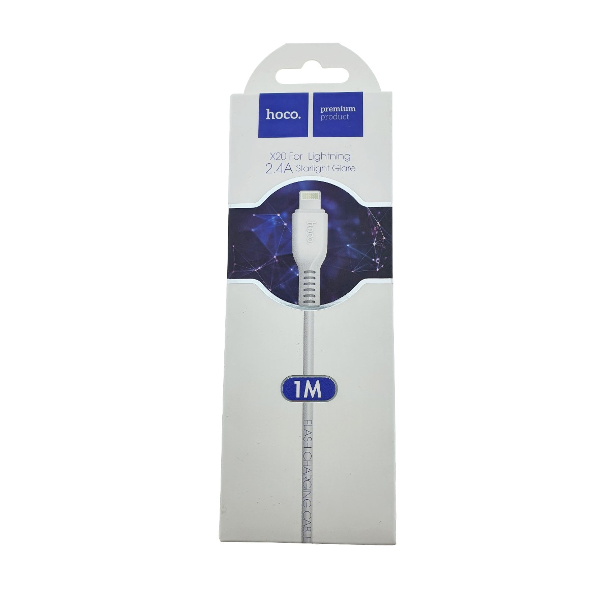 Cablu cu conectori USB tata la 8-pin Lightning tata, HOCO X20 Snowy Spirit 06881, 2.4 A, lungime 1m, alb [1]