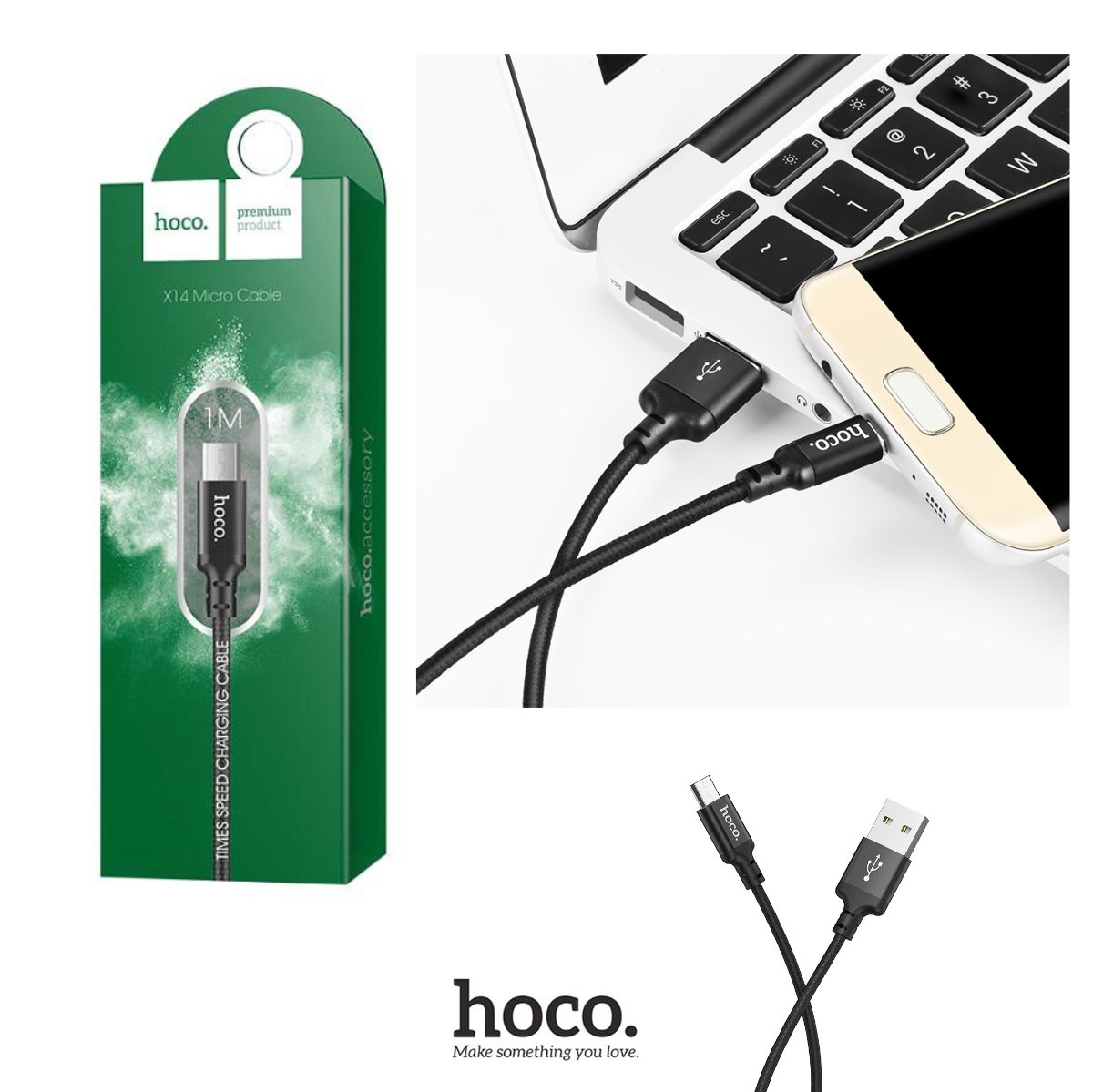 Cablu cu conectori USB tata la microUSB tata, HOCO X14 Times Speed, 2.4 A, lungime 1m, negru [13]