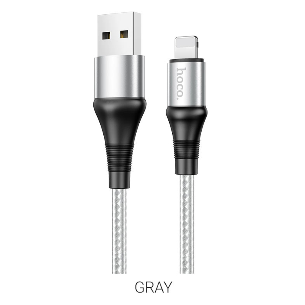 Cablu cu conectori USB tata la tip Lightning tata, HOCO X50 Excellent, 2.4 A, lungime 1m, gri [2]
