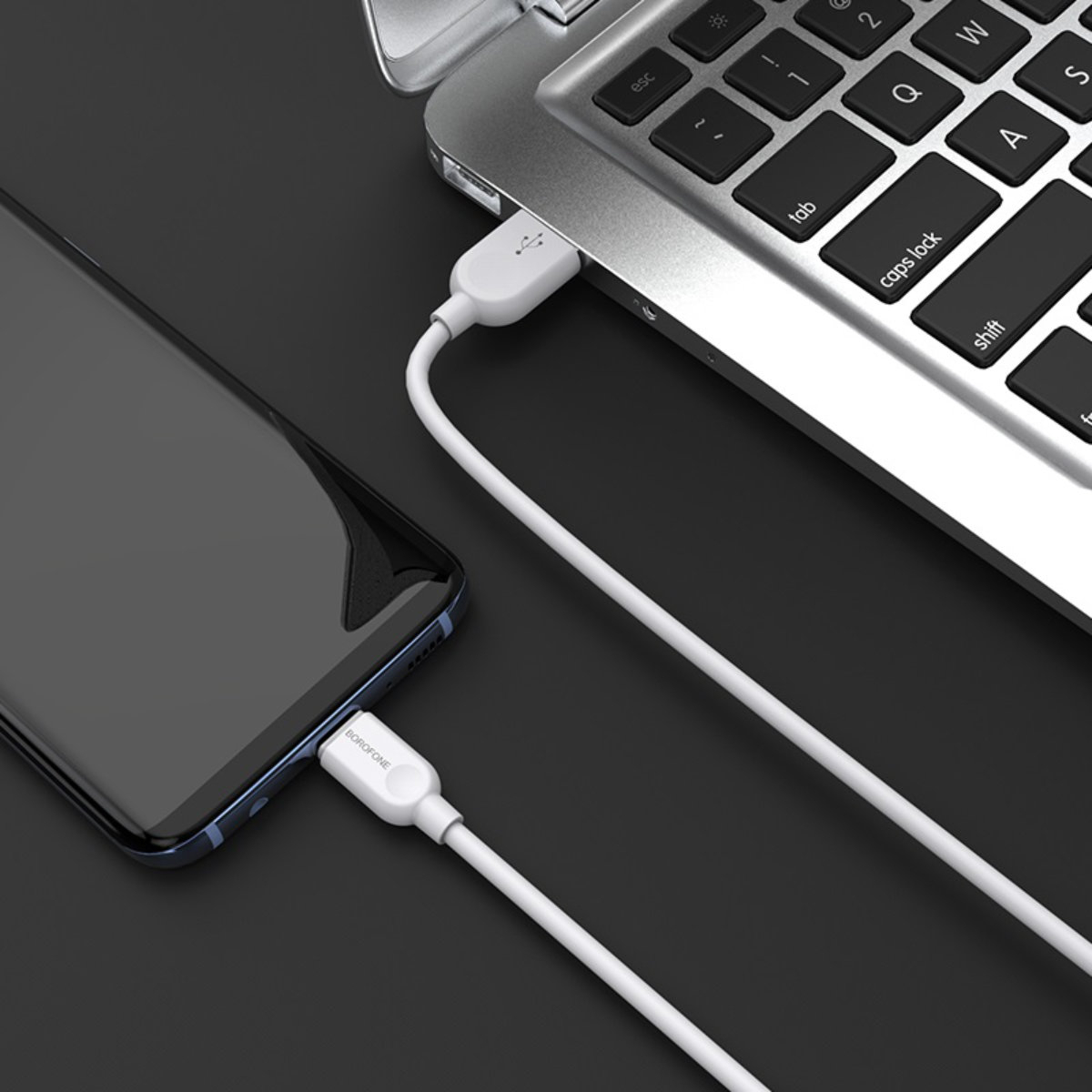 Cablu cu conectori USB tata la USB tip C tata, Borofone BX14 LinkJet, lungime 2m, 3A, alb [11]