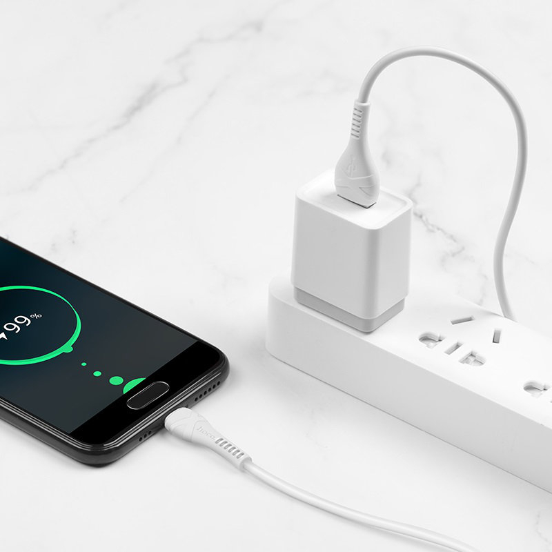 Cablu cu conectori USB tata si USB tip C tata, Hoco X37 Cool, 3A, lungime 1m, alb [7]