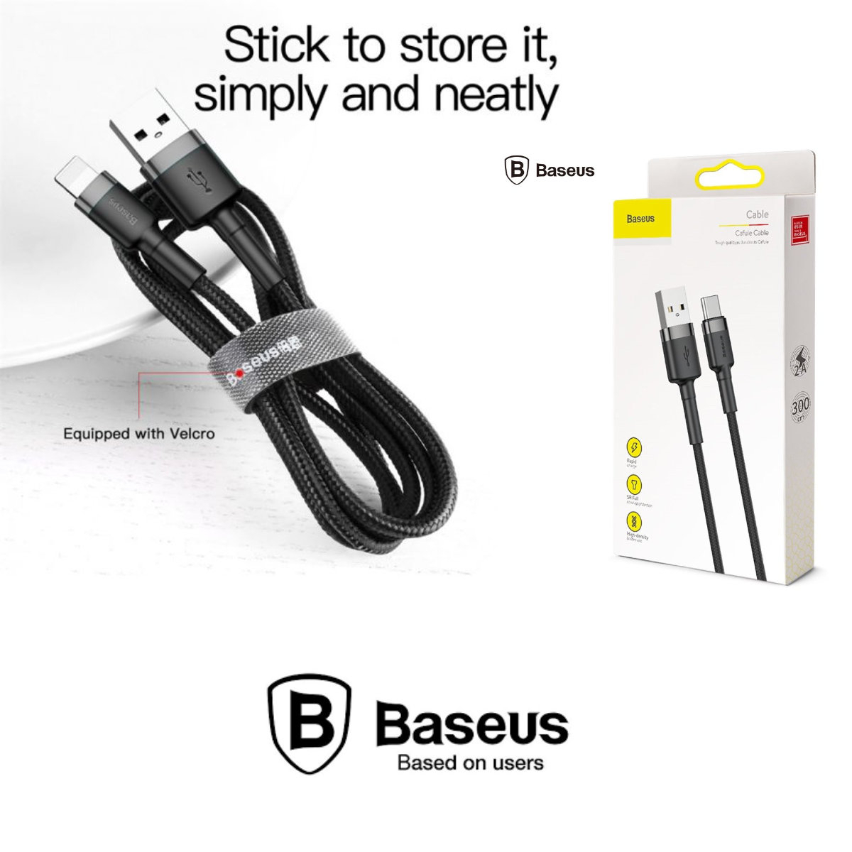 Cablu cu conectori USB Tip A tata la 8-pin Lightning tata, Baseus Cafule CALKLF-BG1, 1m, 2.4A, negru cu gri [4]