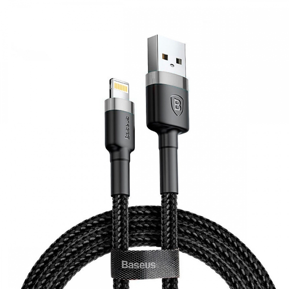 Cablu cu conectori USB Tip A tata la 8-pin Lightning tata, Baseus Cafule CALKLF-BG1, 1m, 2.4A, negru cu gri [8]