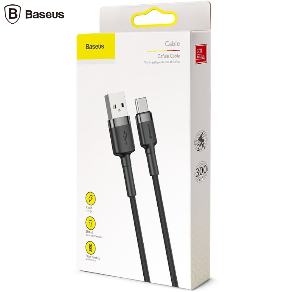 Cablu cu conectori USB Tip A tata la 8-pin Lightning tata, Baseus Cafule CALKLF-BG1, 1m, 2.4A, negru cu gri [5]