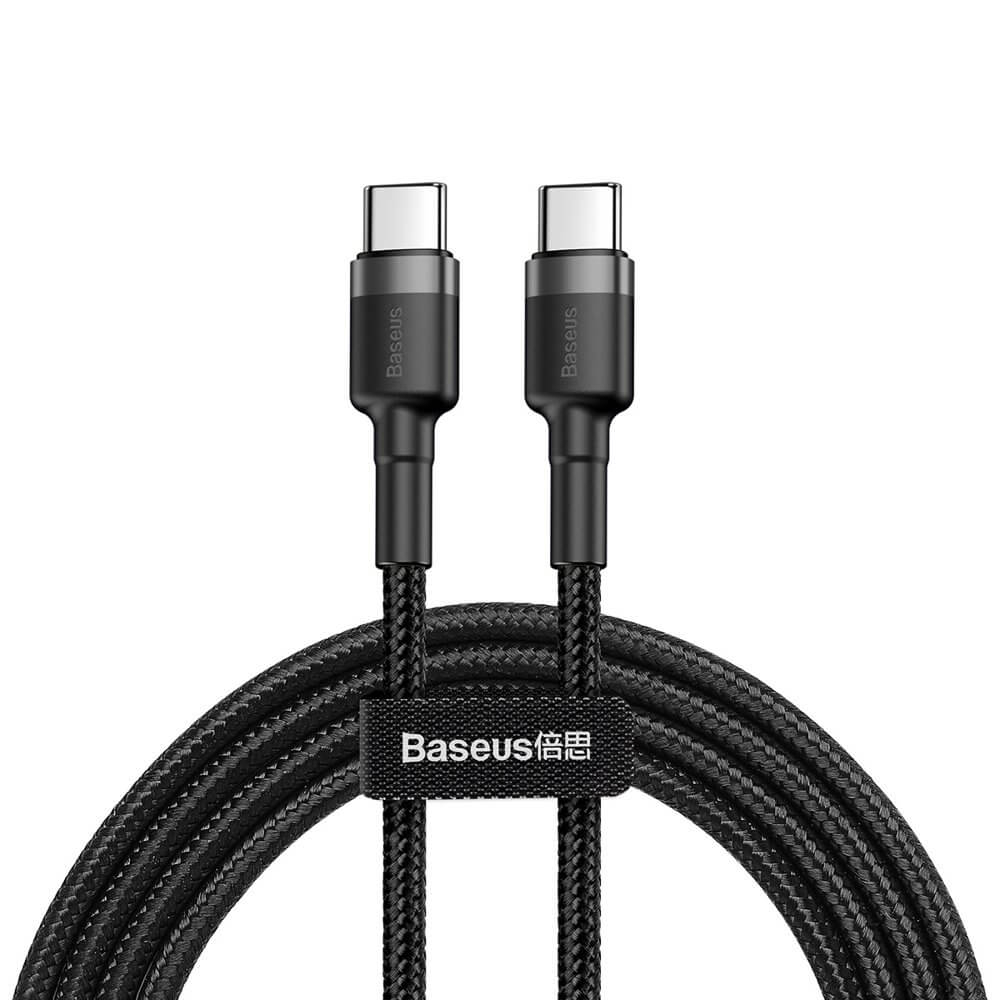 Cablu cu conectori USB tip C tata la USB tip C tata, Baseus Cafule CATKLF-ALG1, 2m, 100W, 5A, negru cu gri [8]