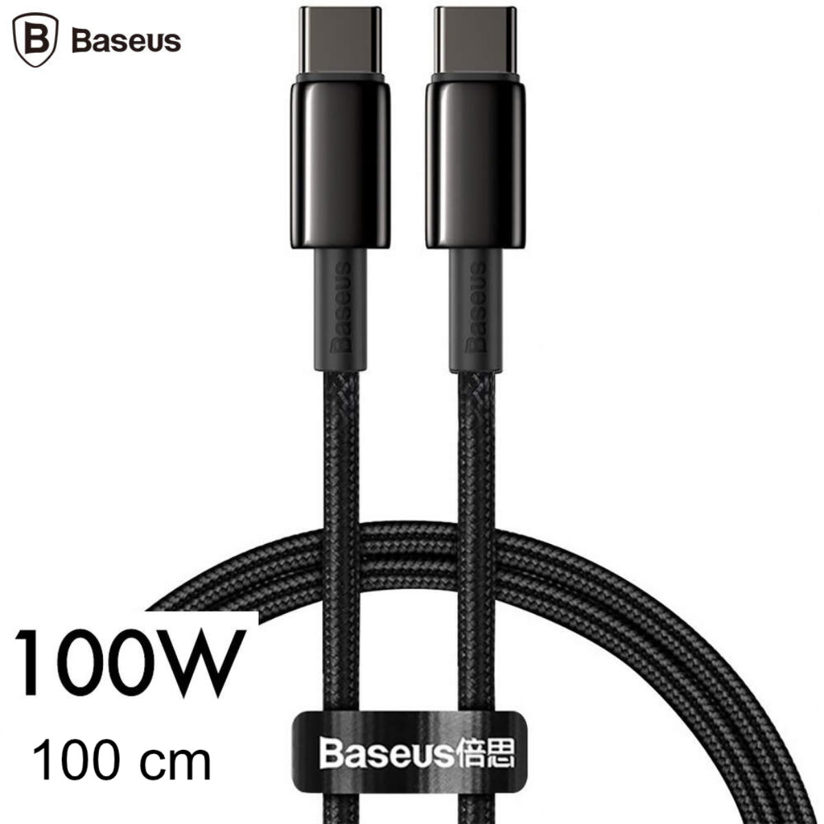 Cablu cu conectori USB Tip C tata la USB Tip C tata, Baseus Tungsten Gold CATWJ-01, 100W, 5A, 1m, negru [3]