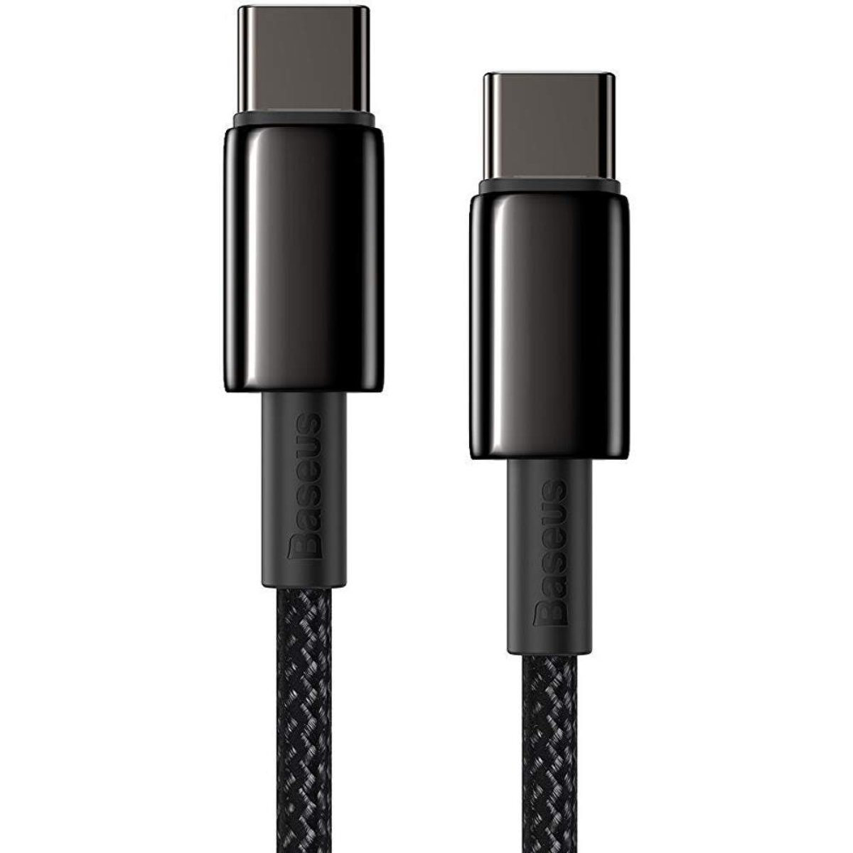 Cablu cu conectori USB Tip C tata la USB Tip C tata, Baseus Tungsten Gold CATWJ-01, 100W, 5A, 1m, negru [1]