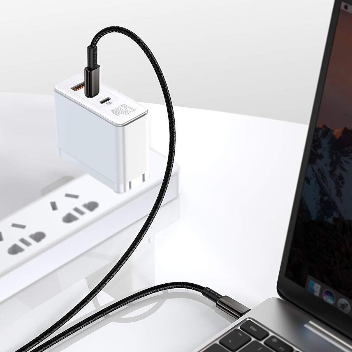 Cablu cu conectori USB Tip C tata la USB Tip C tata, Baseus Tungsten Gold CATWJ-01, 100W, 5A, 1m, negru [4]