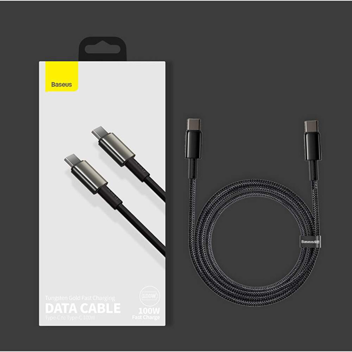 Cablu cu conectori USB Tip C tata la USB Tip C tata, Baseus Tungsten Gold CATWJ-01, 100W, 5A, 1m, negru [5]