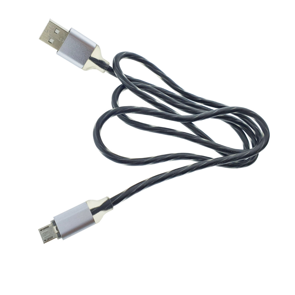 Cablu cu iluminare LED multicolor, 90 cm, conectori USB 2.0 tata la microUSB tata, 5V 1.5A, invelis de protectie, negru [1]