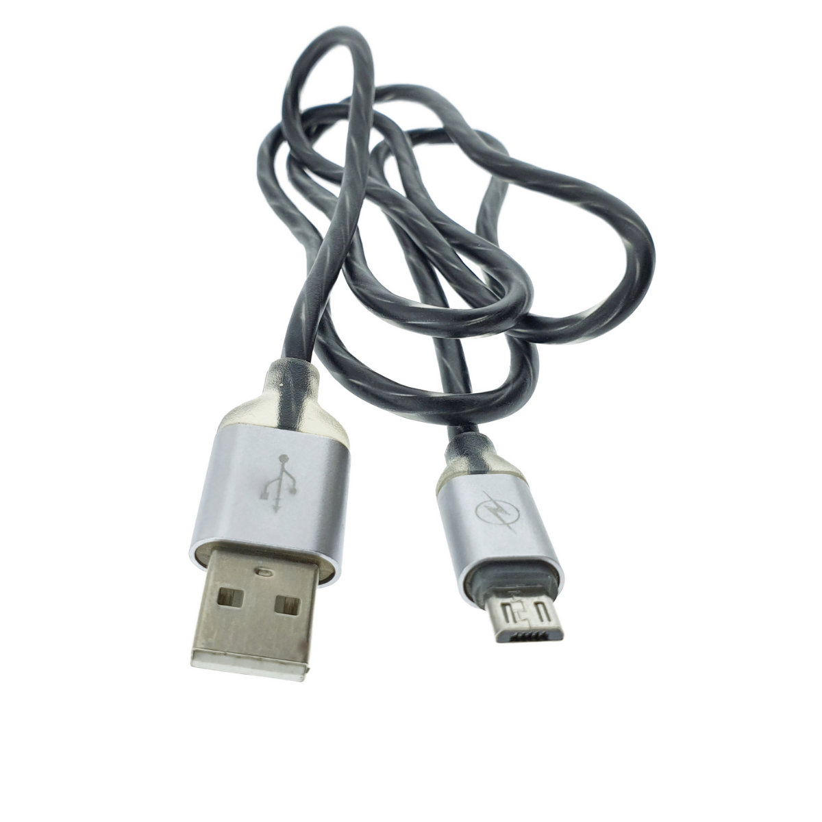 Cablu cu iluminare LED multicolor, 90 cm, conectori USB 2.0 tata la microUSB tata, 5V 1.5A, invelis de protectie, negru [5]