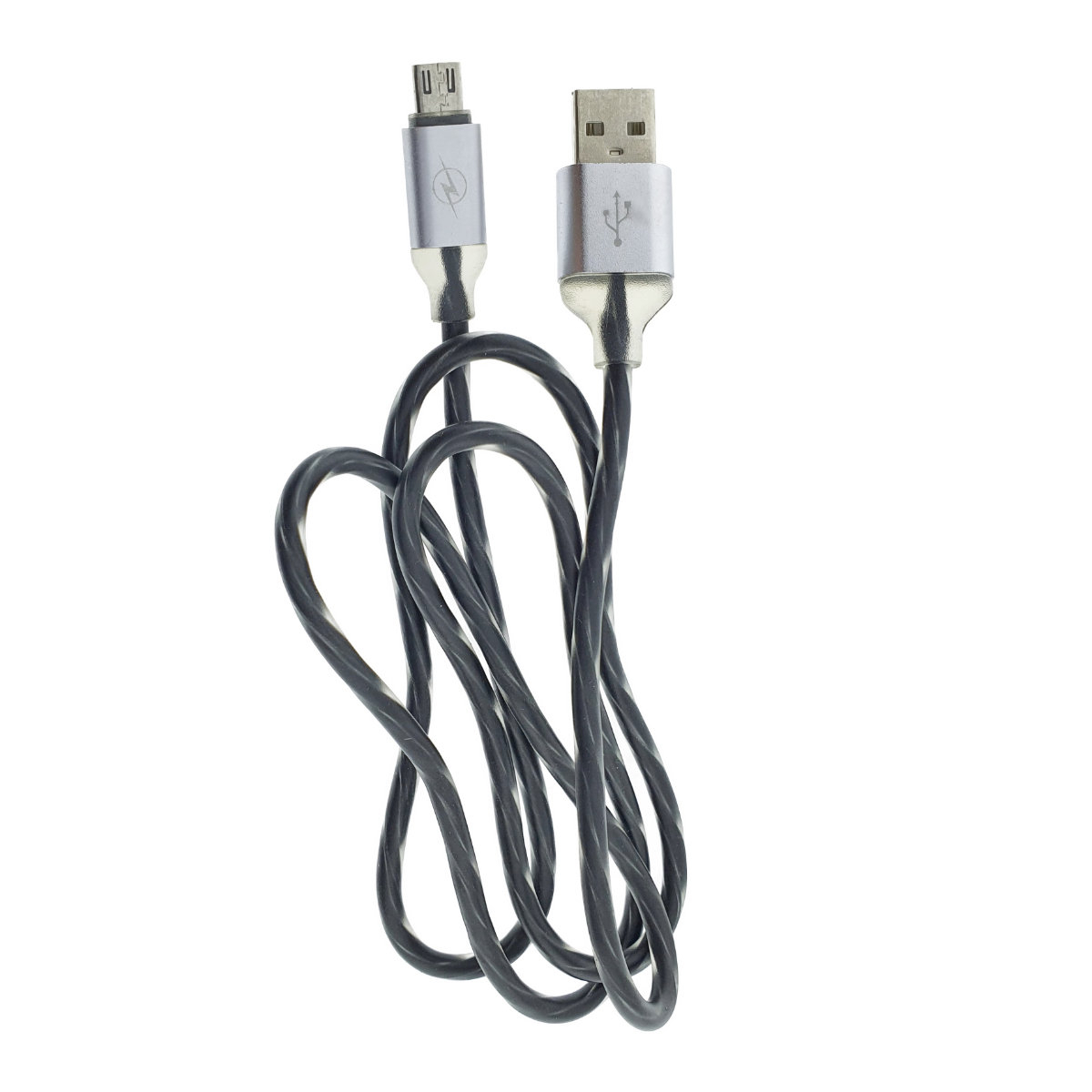Cablu cu iluminare LED multicolor, 90 cm, conectori USB 2.0 tata la microUSB tata, 5V 1.5A, invelis de protectie, negru [3]