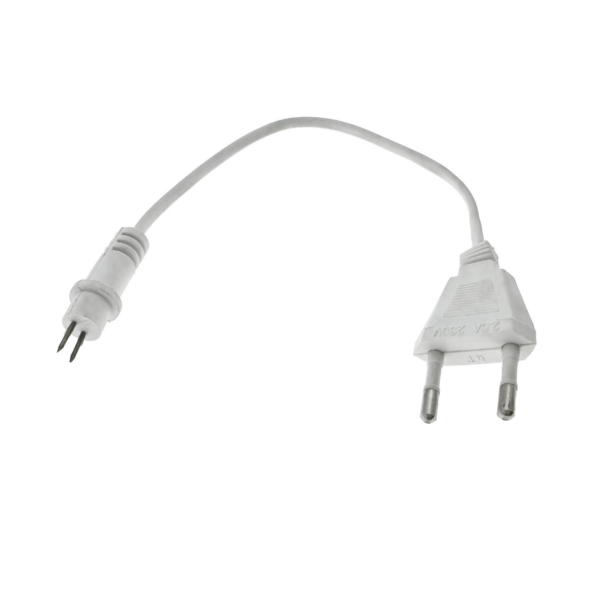 Cablu de alimentare furtun luminos, lungime 20 cm, cu stecher EU si conector 2 pini, alb [2]