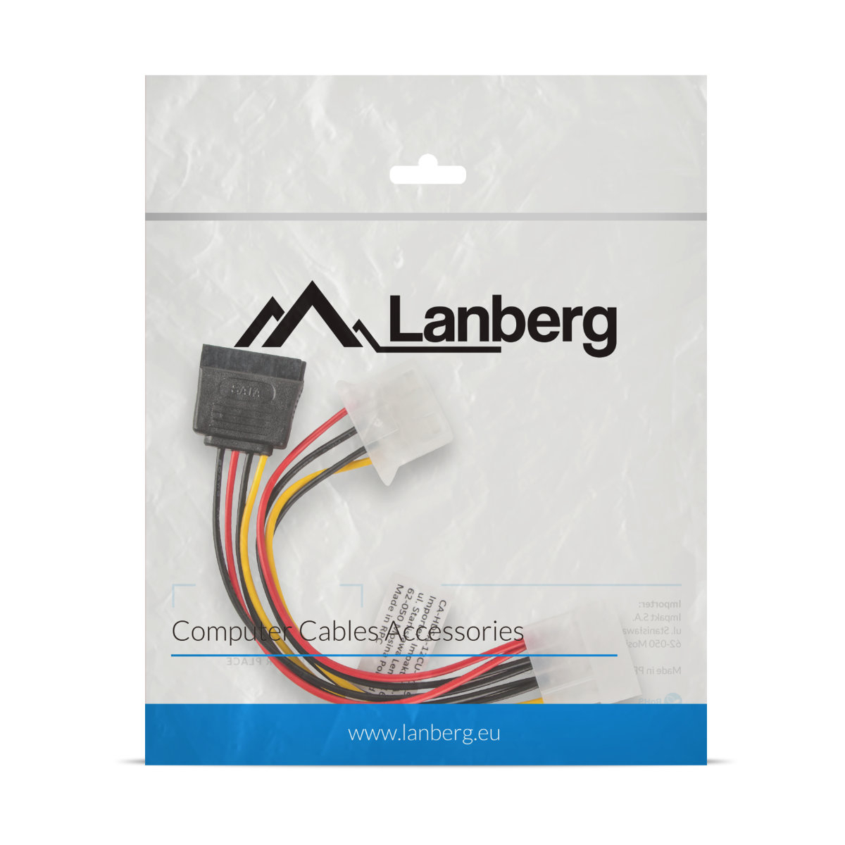 Cablu de alimentare Molex 4-pin mama la Molex 4-pin tata si SATA 15-pin mama, Lanberg 41323, lungime 15 cm [4]