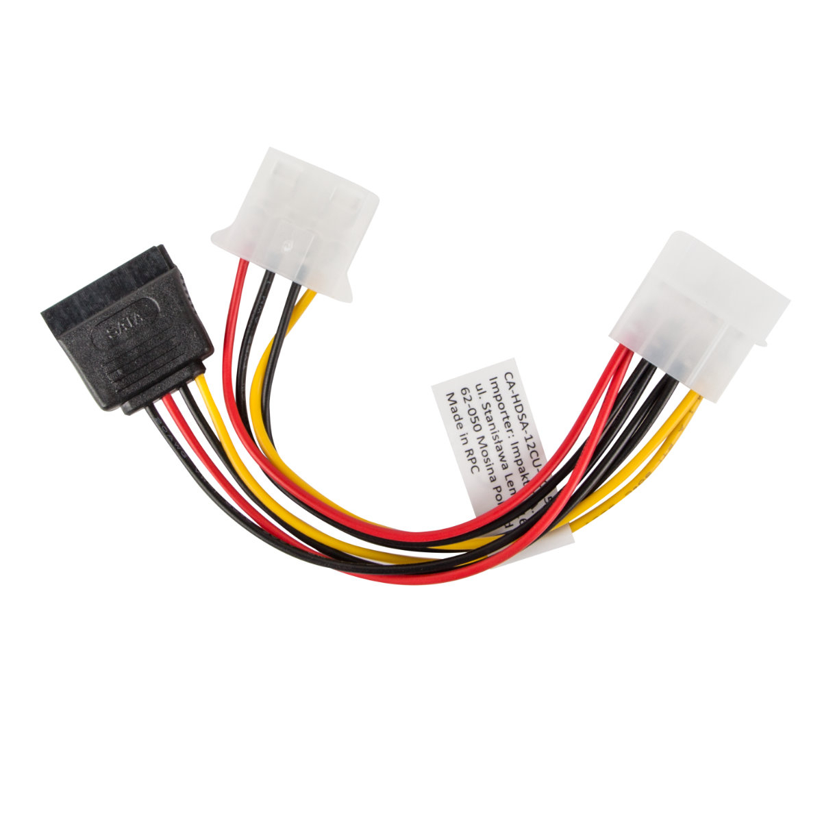Cablu de alimentare Molex 4-pin mama la Molex 4-pin tata si SATA 15-pin mama, Lanberg 41323, lungime 15 cm [7]