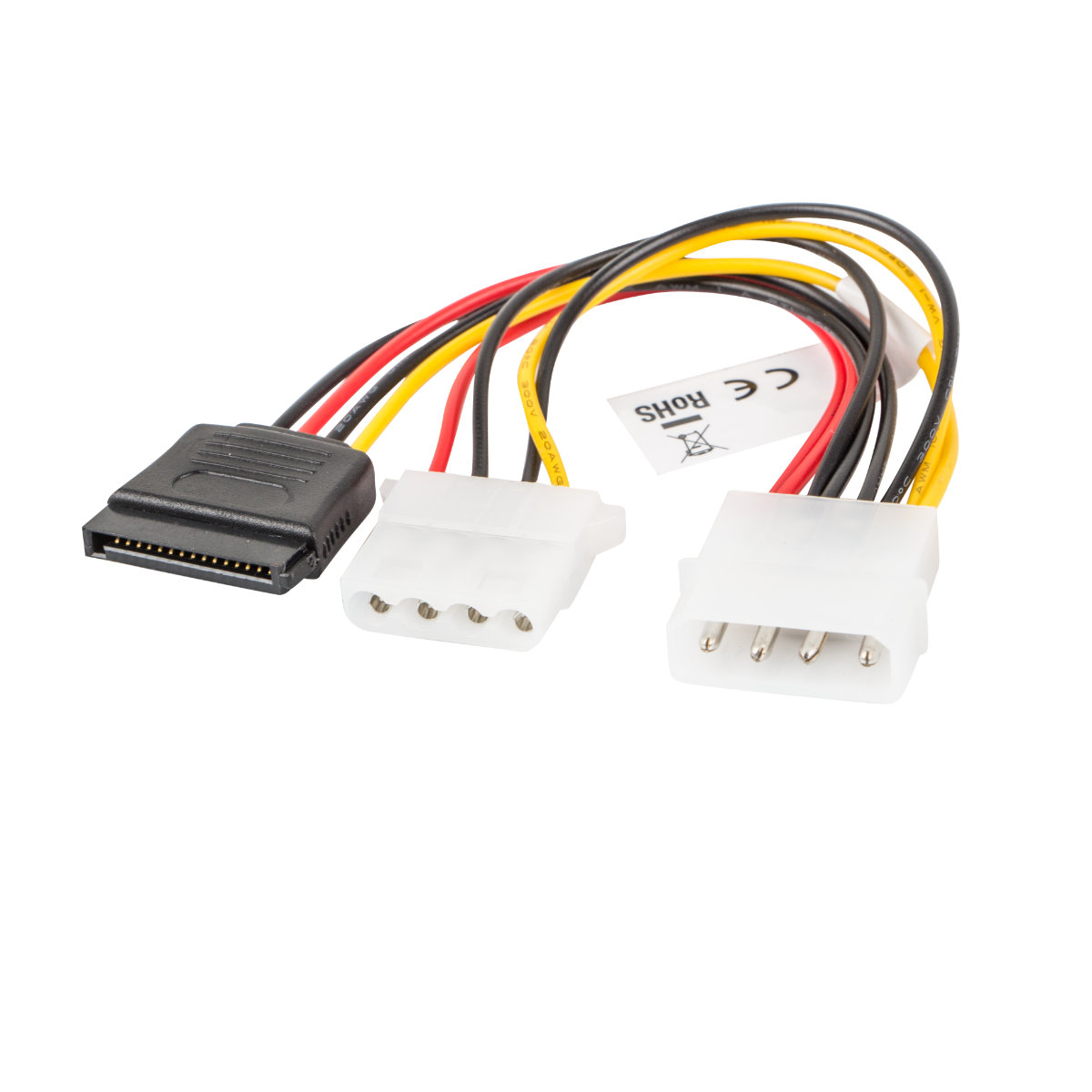 Cablu de alimentare Molex 4-pin mama la Molex 4-pin tata si SATA 15-pin mama, Lanberg 41323, lungime 15 cm [6]