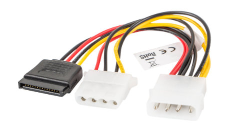 Cablu de alimentare Molex 4-pin mama la Molex 4-pin tata si SATA 15-pin mama, Lanberg 41323, lungime 15 cm [5]