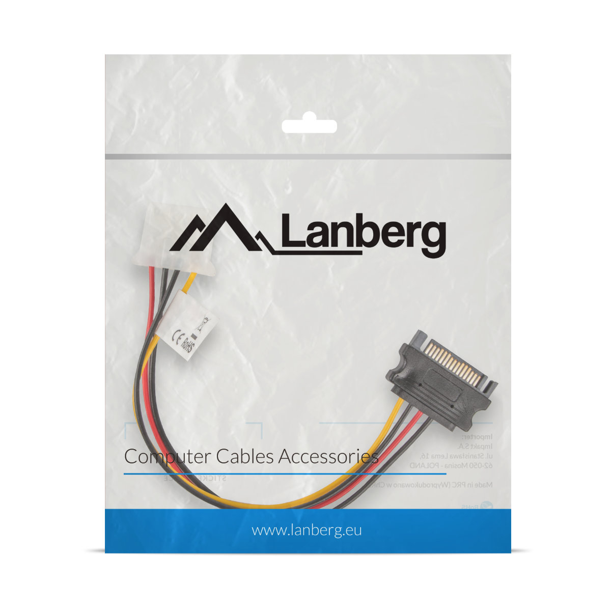 Cablu de alimentare Molex 4-pin mama la SATA 15-pin tata, Lanberg 41318, lungime 15 cm [4]