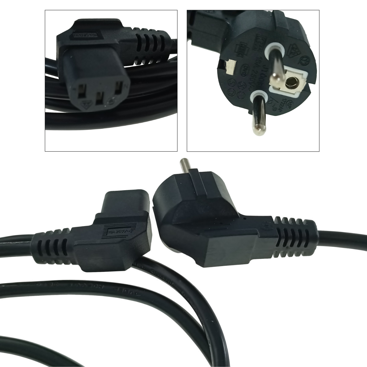 Cablu de alimentare PC si UPS, Schuko CEE 7/7 la IEC320 C13 90 grade, Lanberg 43644, 250V-10A, 3m lungime, VDE, negru [5]