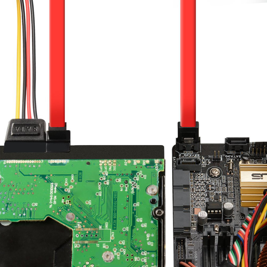 Cablu de date SATA III mama in unghi de 90 grade la SATA III mama drept, Lanberg 41943, 6 Gb/s, 30 cm, cu cleme de blocare, rosu [5]