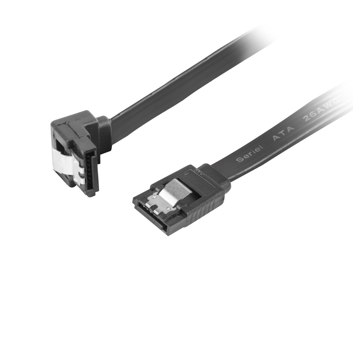 Cablu de date SATA III mama in unghi de 90 grade la SATA III mama drept, Lanberg 41946, 6 Gb/s, 30 cm, cu cleme de blocare, negru [7]