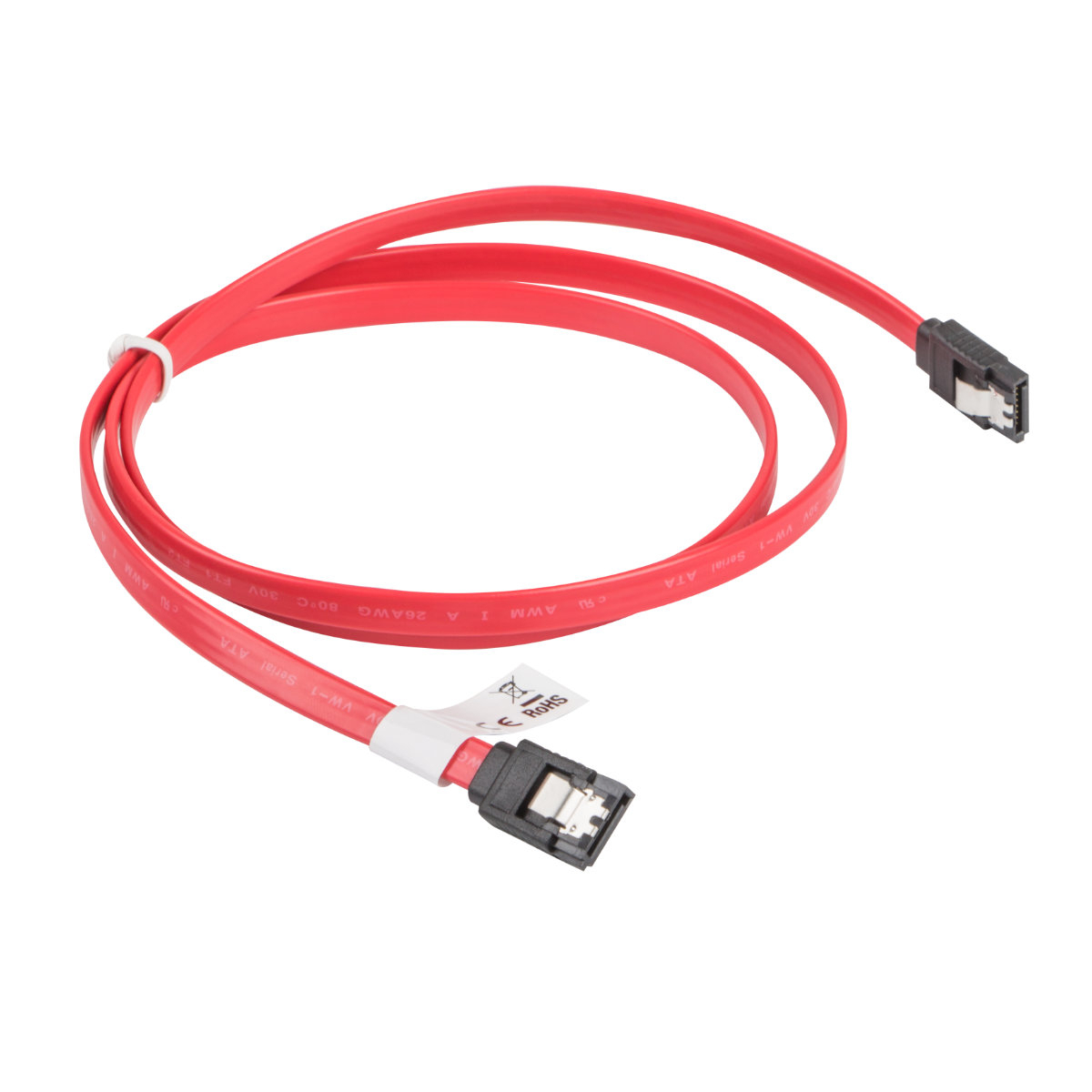 Cablu de date SATA III mama la SATA III mama, Lanberg 41311, 6 Gb/s, 100 cm, cu cleme de blocare, rosu [1]