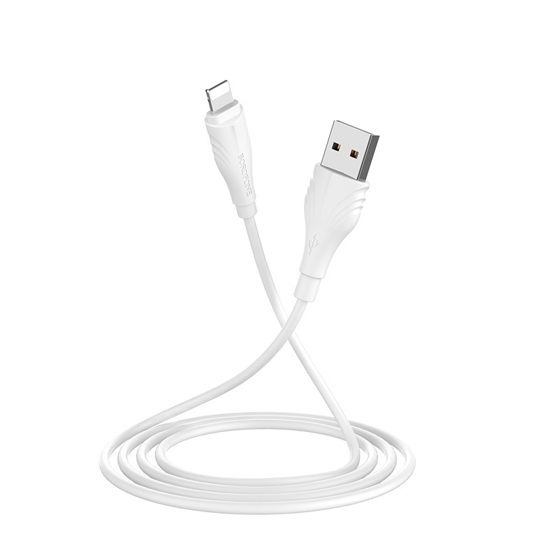 Cablu de date si alimentare, Borofone 70045 BX18, 2.4 A, conector USB Tip A tata la conector Tip Lightning, lungime 200 cm, alb [10]