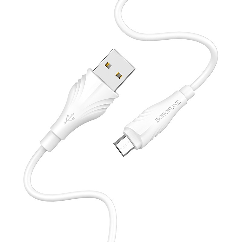 Cablu de date si alimentare, Borofone BX18, 70046 conector USB Tip A tata la MicroUSB tata, 2.4A, lungime 200 cm, alb [13]