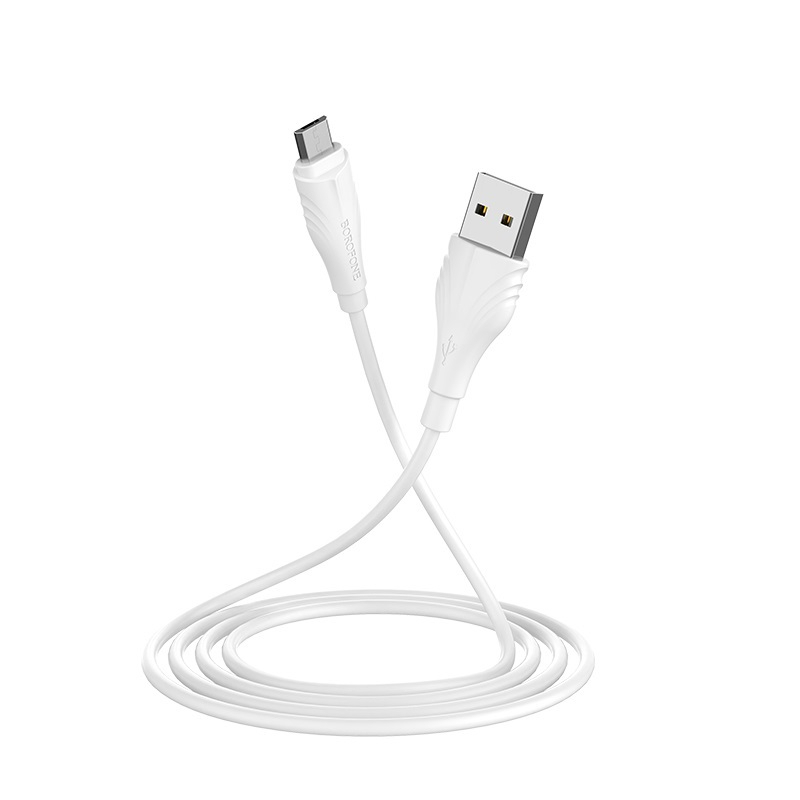 Cablu de date si alimentare, Borofone BX18, 70046 conector USB Tip A tata la MicroUSB tata, 2.4A, lungime 200 cm, alb [11]