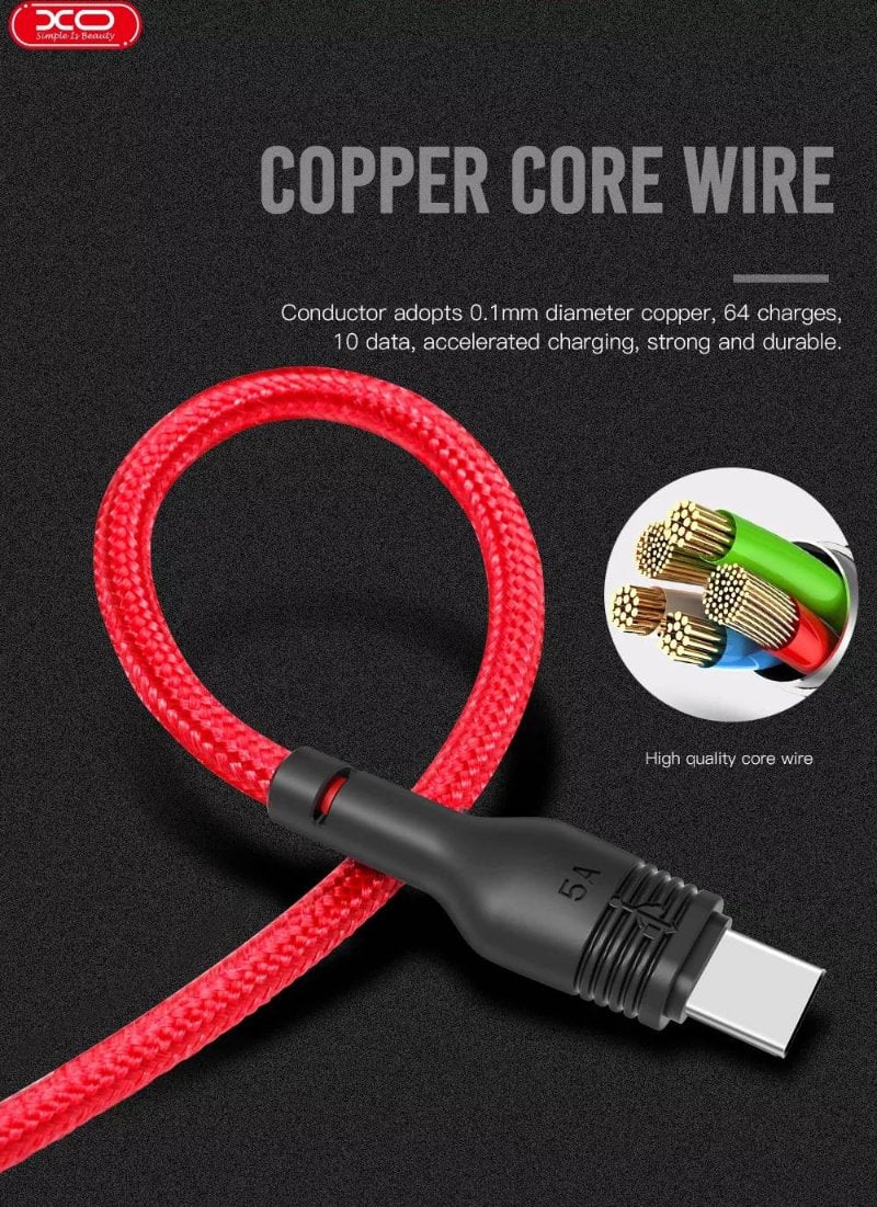 Cablu de date si alimentare, XO-NB55 89975, 5 A, conector USB la USB Tip C tata, lungime 100 cm, negru [8]