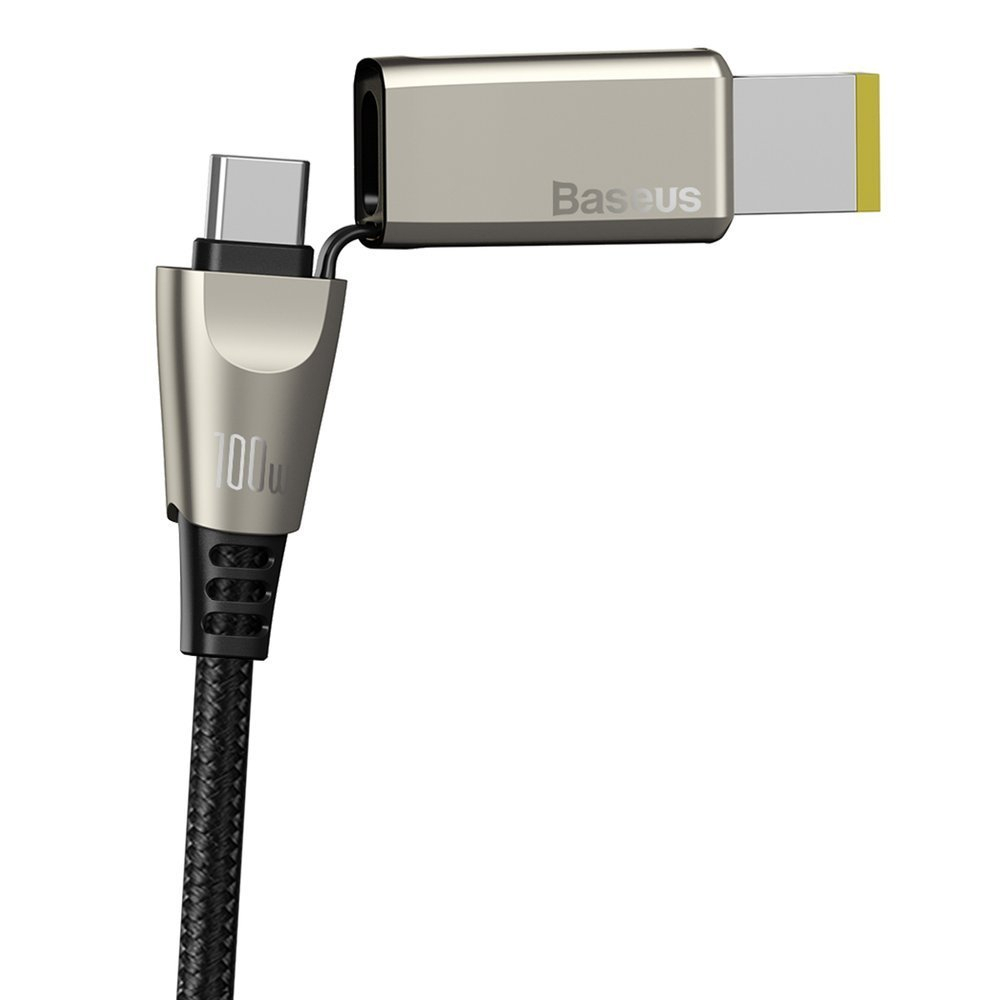Cablu de incarcare rapida, 5A 100W, 2 in 1, Baseus 22927 CA1T2-B01, cu conectori USB Tip C tata la USB Tip C tata si adaptor DC Tip Lenovo, lungime 2 m, negru [3]