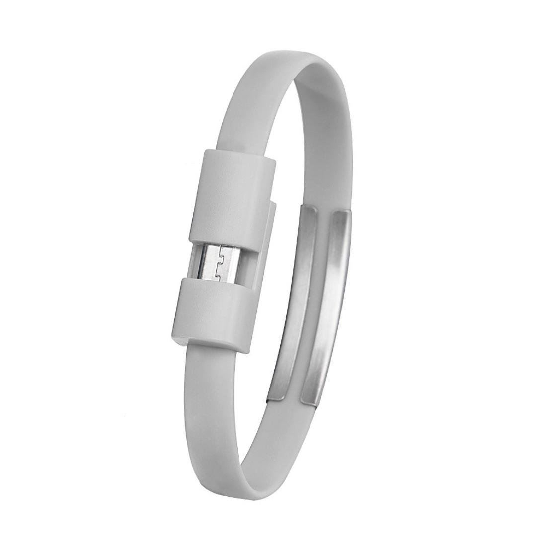 Cablu de incarcare si date USB 2.0 - microUSB, 20 cm, tip bratara, gri [7]