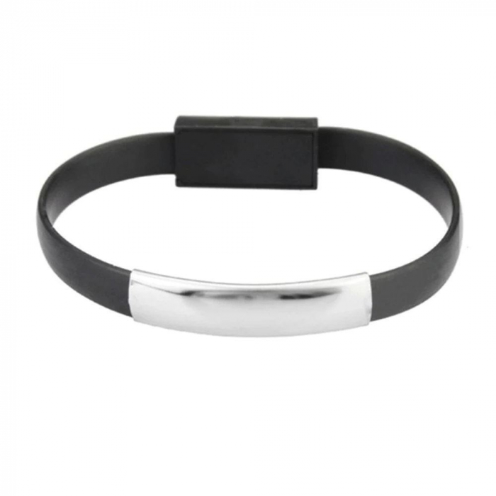 Cablu de incarcare si date USB 2.0 - microUSB, 20 cm, tip bratara, negru [3]