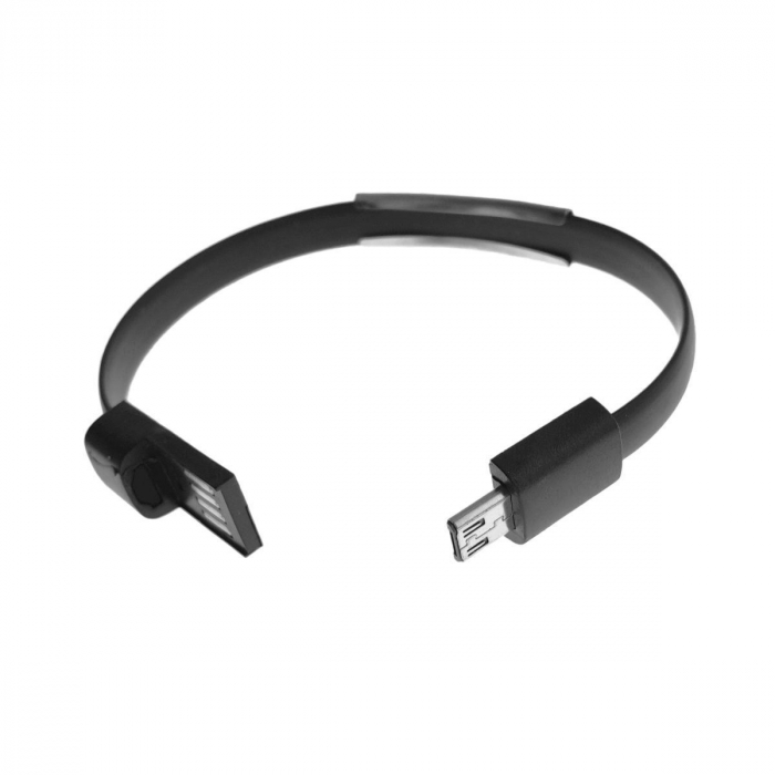 Cablu de incarcare si date USB 2.0 - microUSB, 20 cm, tip bratara, negru [1]