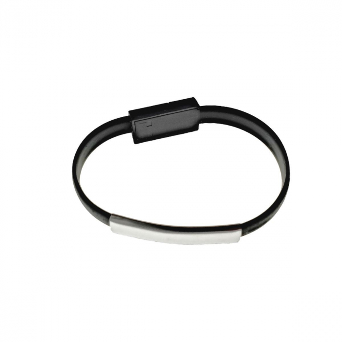 Cablu de incarcare si date USB 2.0 - microUSB, 20 cm, tip bratara, negru [2]