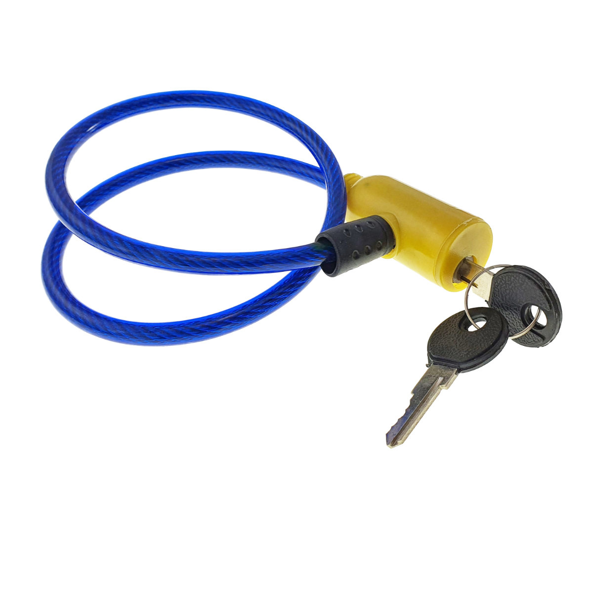 Cablu de otel, antifurt bicicleta, de siguranta si protejare, lungime 53 cm, inchidere cu cheie, invelis flexibil din PVC siliconat, albastru [1]