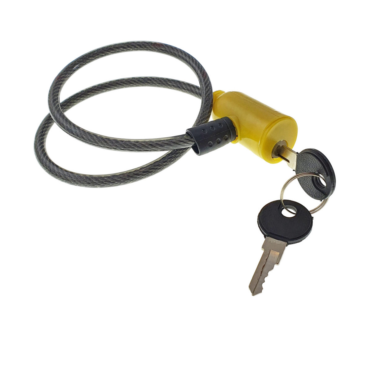 Cablu de otel, antifurt bicicleta, de siguranta si protejare, lungime 53 cm, inchidere cu cheie, invelis flexibil din PVC siliconat, negru [2]
