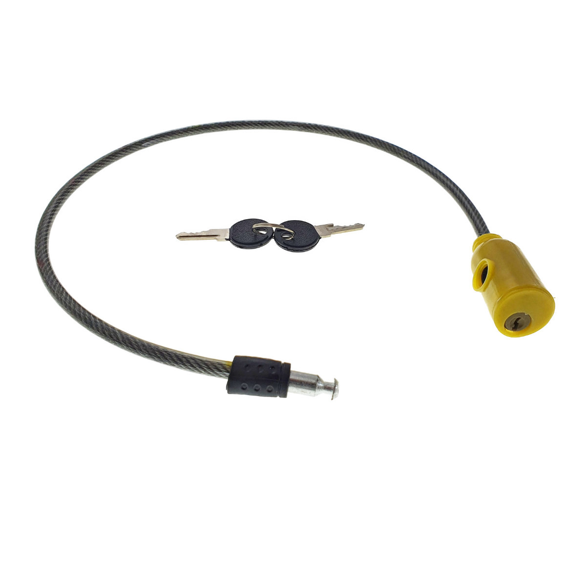 Cablu de otel, antifurt bicicleta, de siguranta si protejare, lungime 53 cm, inchidere cu cheie, invelis flexibil din PVC siliconat, negru [9]