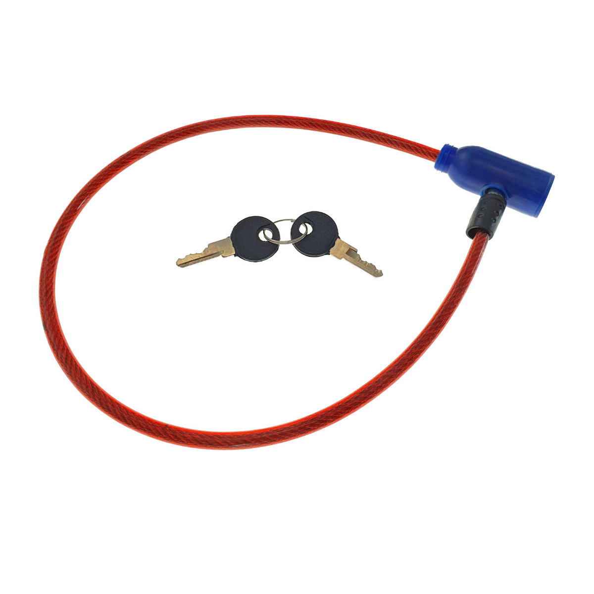 Cablu de otel, antifurt bicicleta, de siguranta si protejare, lungime 53 cm, inchidere cu cheie, invelis flexibil din PVC siliconat, rosu [8]