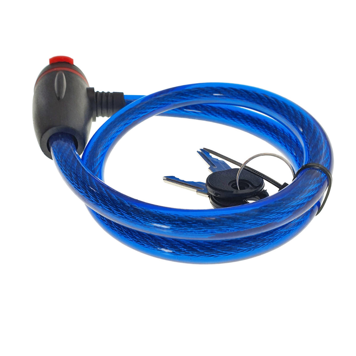 Cablu de otel, antifurt bicicleta, de siguranta si protejare, lungime 56 cm, inchidere cu cheie, invelis flexibil din PVC siliconat, albastru [8]