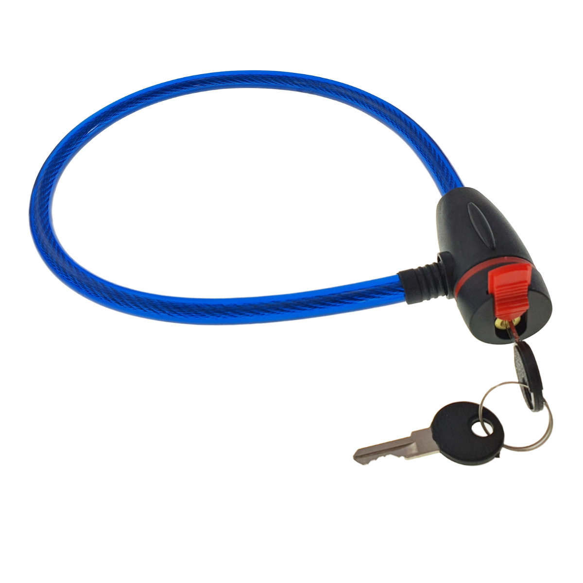 Cablu de otel, antifurt bicicleta, de siguranta si protejare, lungime 56 cm, inchidere cu cheie, invelis flexibil din PVC siliconat, albastru [4]