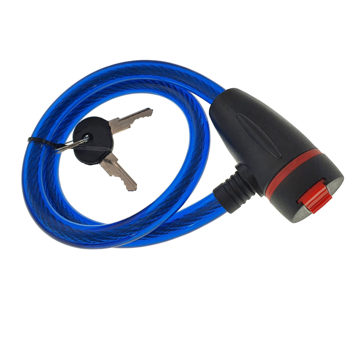 Cablu de otel, antifurt bicicleta, de siguranta si protejare, lungime 56 cm, inchidere cu cheie, invelis flexibil din PVC siliconat, albastru [6]